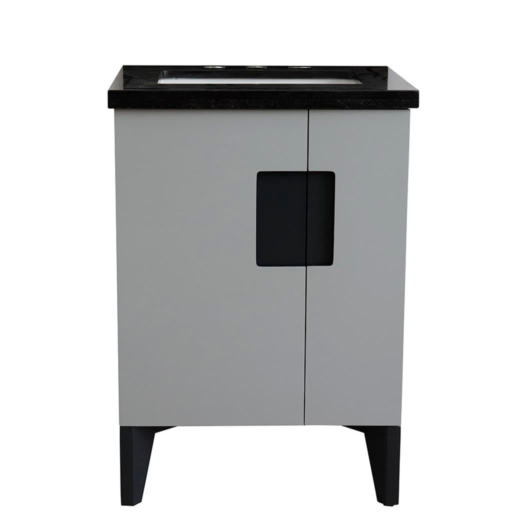 Bellaterra Home Kolb 25" Single Sink Vanity, Light Gray, Rectangle Sink, Black Galaxy Granite Top#top-options_black-galaxy-granite-top