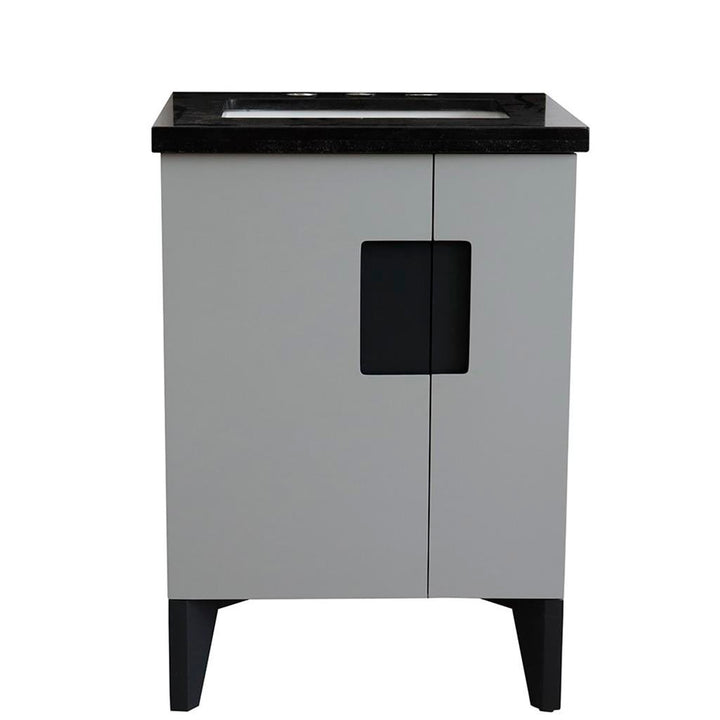 Bellaterra Home Kolb 25" Single Sink Vanity, Light Gray, Rectangle Sink, Black Galaxy Granite Top#top-options_black-galaxy-granite-top