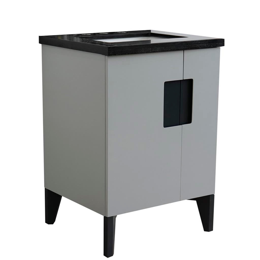 Bellaterra Home Kolb 25" Single Sink Vanity, Light Gray, Rectangle Sink, Black Galaxy Granite Top#top-options_black-galaxy-granite-top