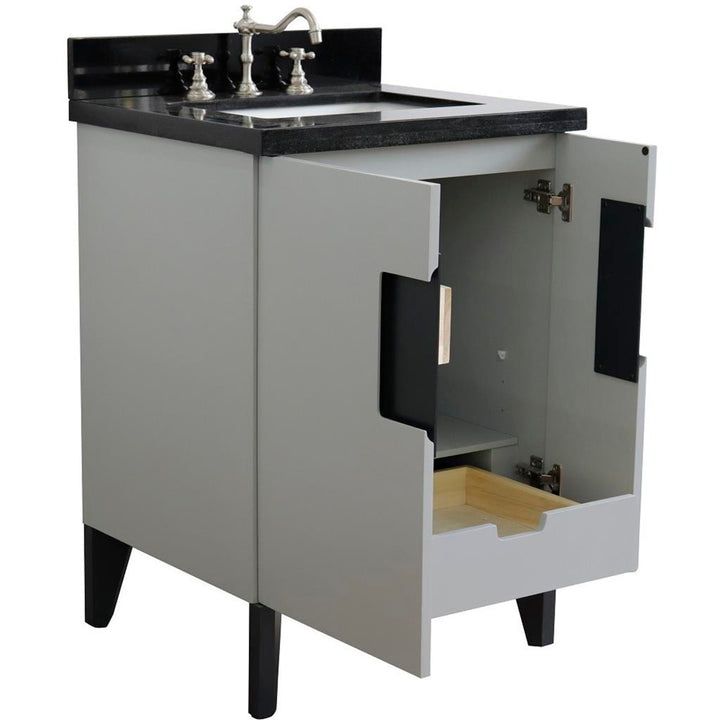 Bellaterra Home Kolb 25" Single Sink Vanity, Light Gray, Rectangle Sink, Black Galaxy Granite Top#top-options_black-galaxy-granite-top