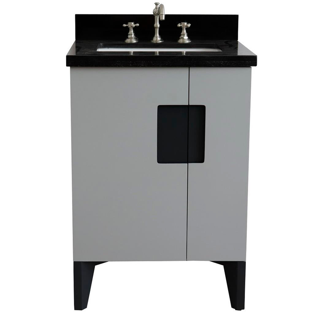 Bellaterra Home Kolb 25" Single Sink Vanity, Light Gray, Rectangle Sink, Black Galaxy Granite Top#top-options_black-galaxy-granite-top