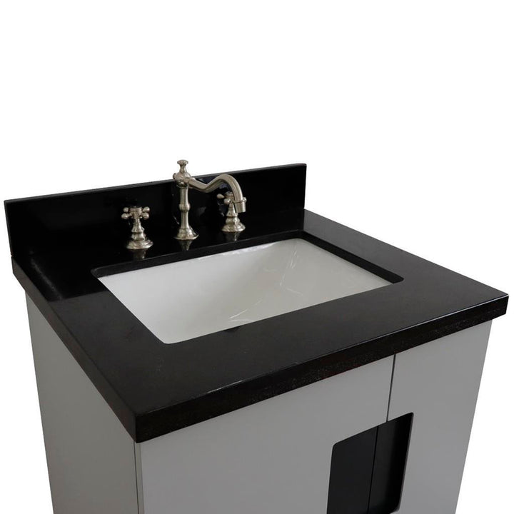 Bellaterra Home Kolb 25" Single Sink Vanity, Light Gray, Rectangle Sink, Black Galaxy Granite Top#top-options_black-galaxy-granite-top