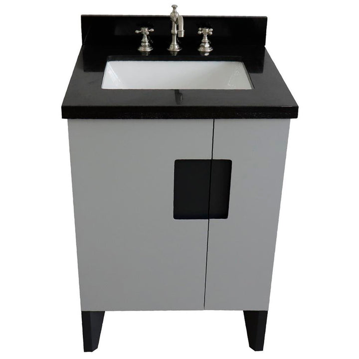 Bellaterra Home Kolb 25" Single Sink Vanity, Light Gray, Rectangle Sink, Black Galaxy Granite Top#top-options_black-galaxy-granite-top
