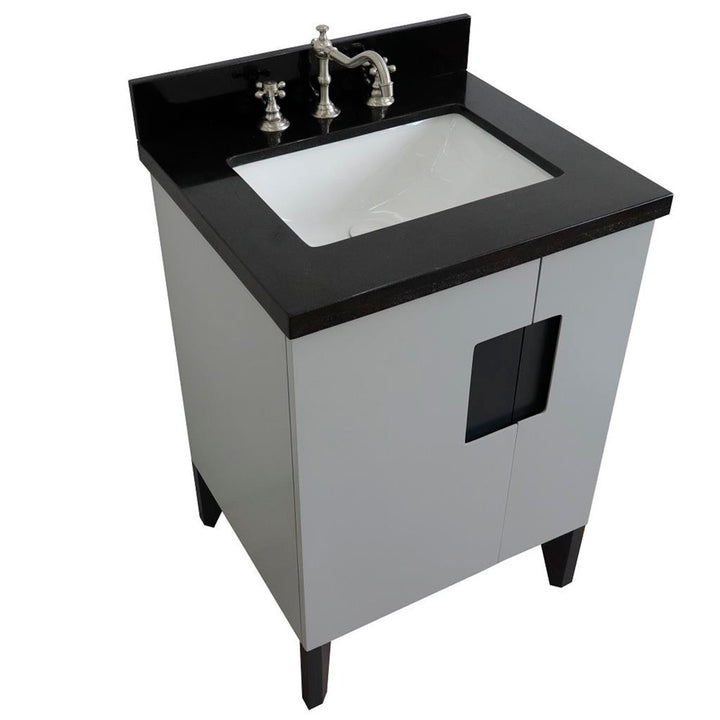 Bellaterra Home Kolb 25" Single Sink Vanity, Light Gray, Rectangle Sink, Black Galaxy Granite Top#top-options_black-galaxy-granite-top