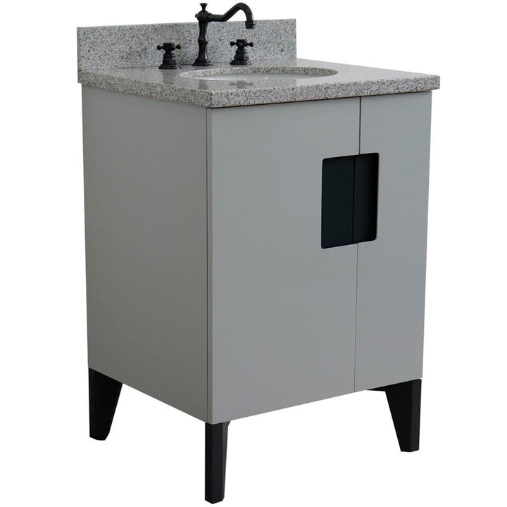 Bellaterra Home Kolb 25" Single Sink Vanity, Light Gray, Oval Sink, Gray Granite Top#top-options_gray-granite-top