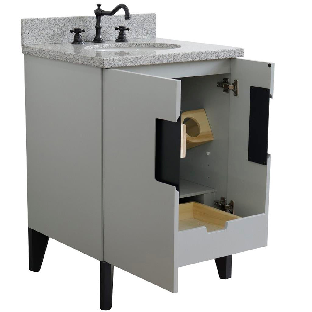 Bellaterra Home Kolb 25" Single Sink Vanity, Light Gray, Oval Sink, Gray Granite Top#top-options_gray-granite-top