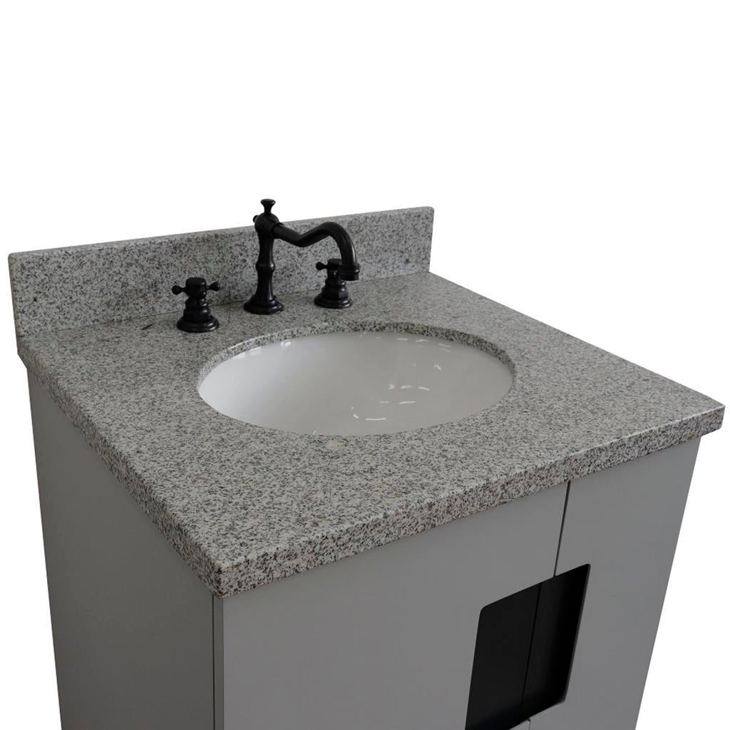 Bellaterra Home Kolb 25" Single Sink Vanity, Light Gray, Oval Sink, Gray Granite Top#top-options_gray-granite-top