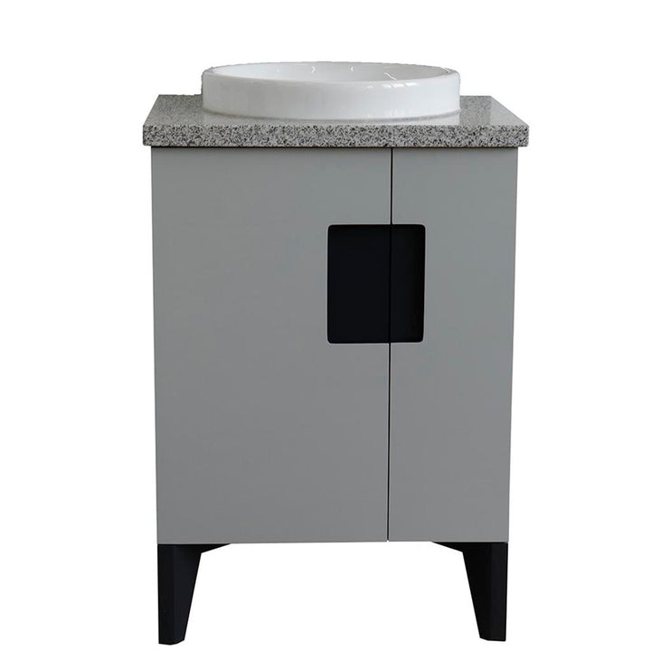 Bellaterra Home Kolb 25" Single Sink Vanity, Light Gray, Round Sink, Gray Granite Top#top-options_gray-granite-top