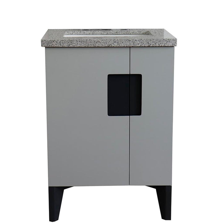 Bellaterra Home Kolb 25" Single Sink Vanity, Light Gray, Rectangle Sink, Gray Granite Top#top-options_gray-granite-top