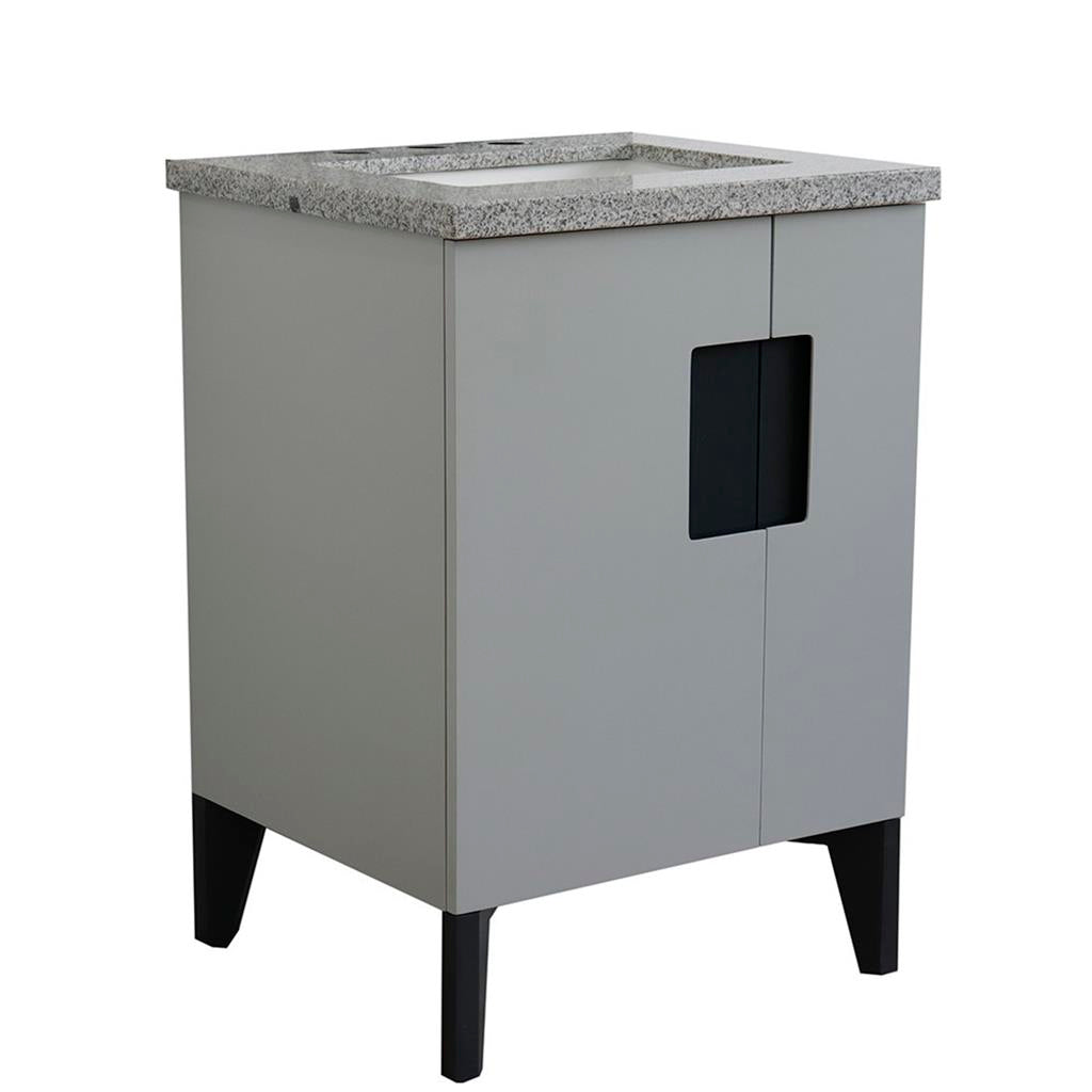 Bellaterra Home Kolb 25" Single Sink Vanity, Light Gray, Rectangle Sink, Gray Granite Top#top-options_gray-granite-top