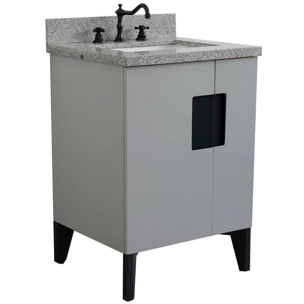 Bellaterra Home Kolb 25" Single Sink Vanity, Light Gray, Rectangle Sink, Gray Granite Top#top-options_gray-granite-top
