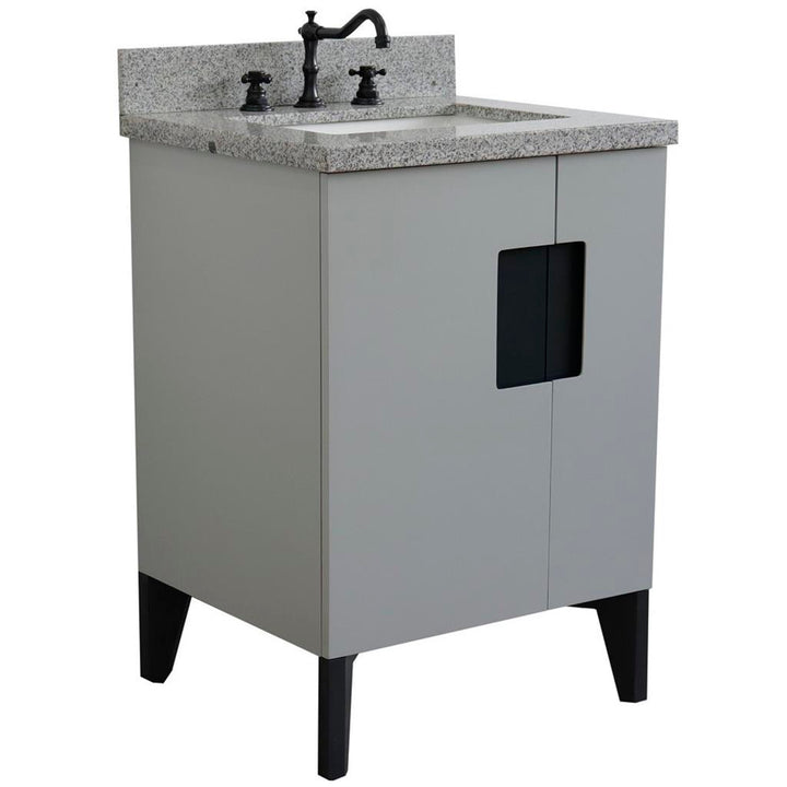Bellaterra Home Kolb 25" Single Sink Vanity, Light Gray, Rectangle Sink, Gray Granite Top#top-options_gray-granite-top