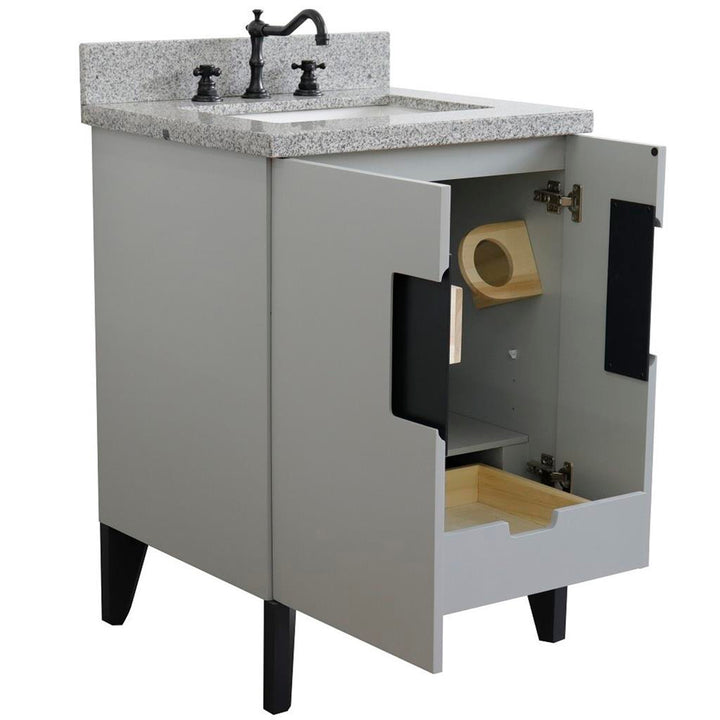 Bellaterra Home Kolb 25" Single Sink Vanity, Light Gray, Rectangle Sink, Gray Granite Top#top-options_gray-granite-top