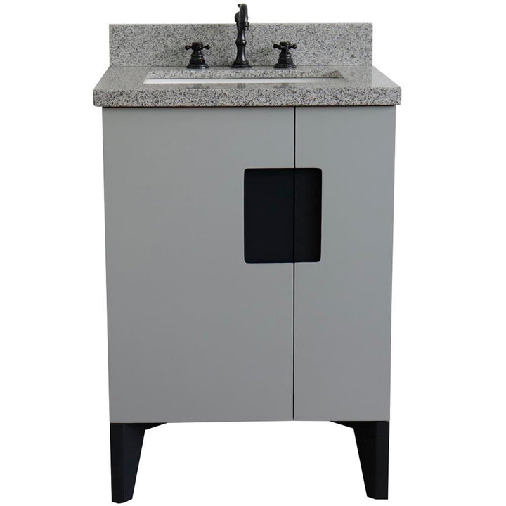 Bellaterra Home Kolb 25" Single Sink Vanity, Light Gray, Rectangle Sink, Gray Granite Top#top-options_gray-granite-top