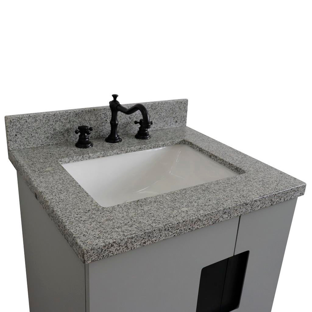 Bellaterra Home Kolb 25" Single Sink Vanity, Light Gray, Rectangle Sink, Gray Granite Top#top-options_gray-granite-top