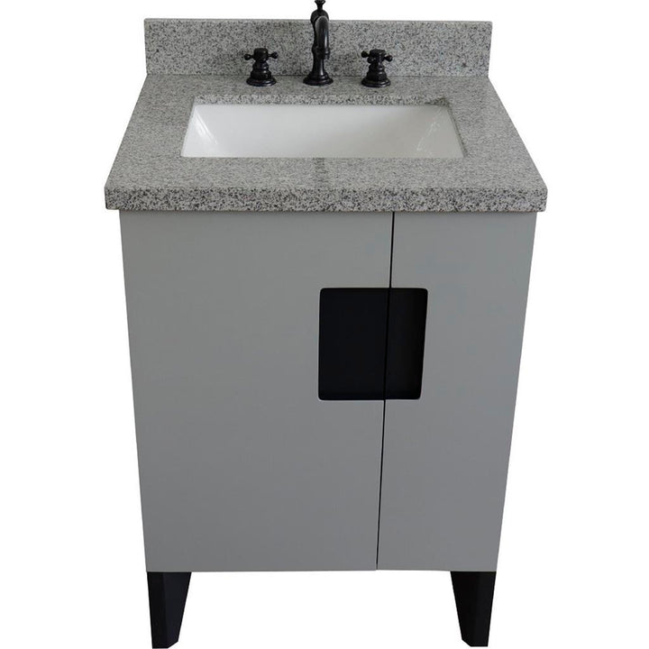 Bellaterra Home Kolb 25" Single Sink Vanity, Light Gray, Rectangle Sink, Gray Granite Top#top-options_gray-granite-top
