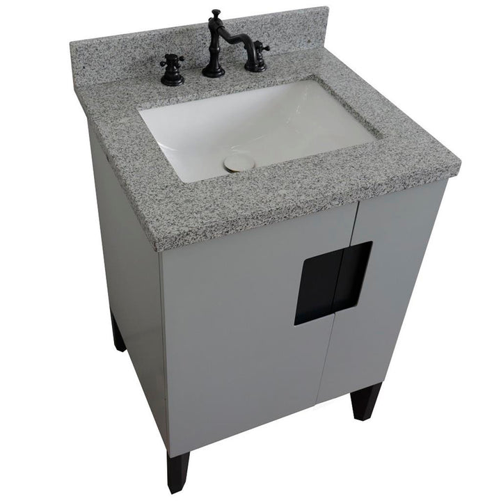 Bellaterra Home Kolb 25" Single Sink Vanity, Light Gray, Rectangle Sink, Gray Granite Top#top-options_gray-granite-top