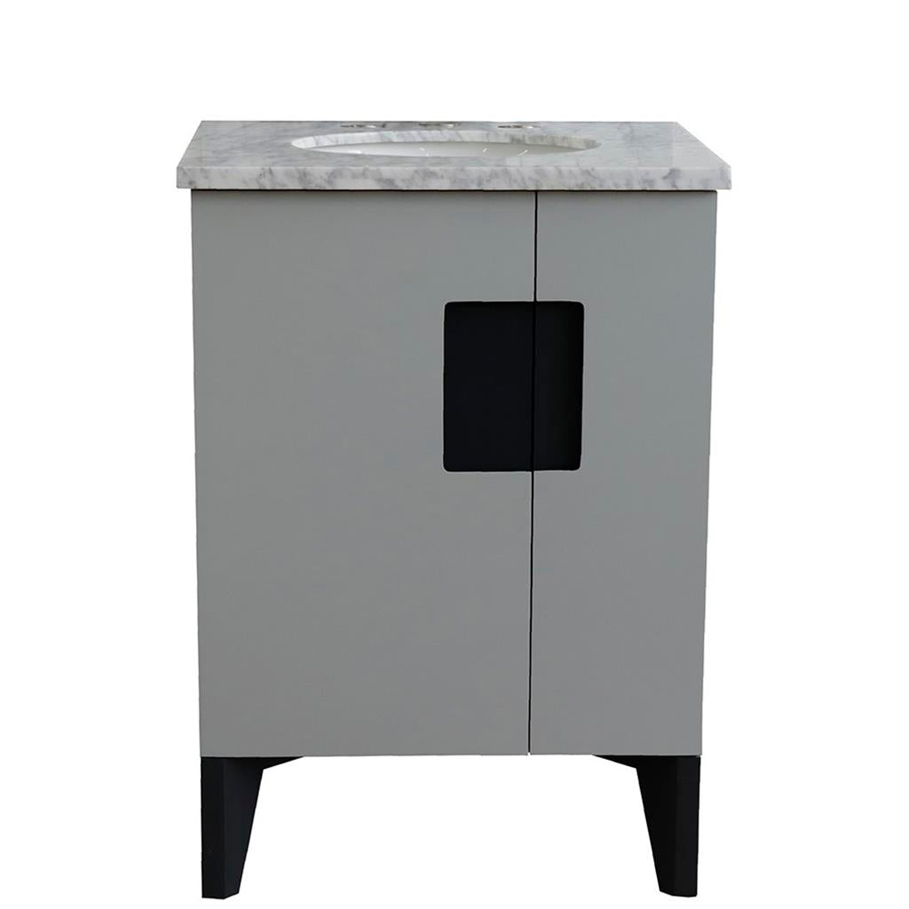 Bellaterra Home Kolb 25" Single Sink Vanity, Light Gray, Oval Sink, Carrara White Marble Top#top-options_carrara-white-marble-top