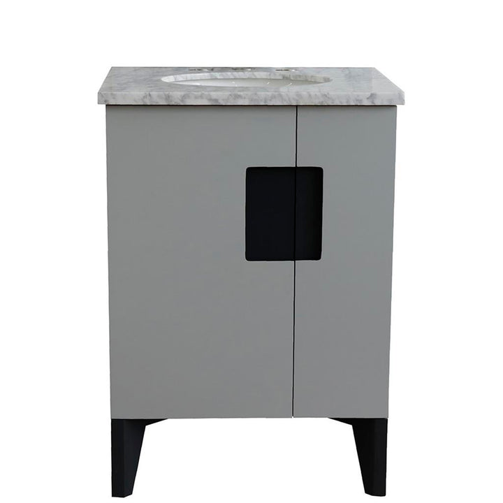 Bellaterra Home Kolb 25" Single Sink Vanity, Light Gray, Oval Sink, Carrara White Marble Top#top-options_carrara-white-marble-top