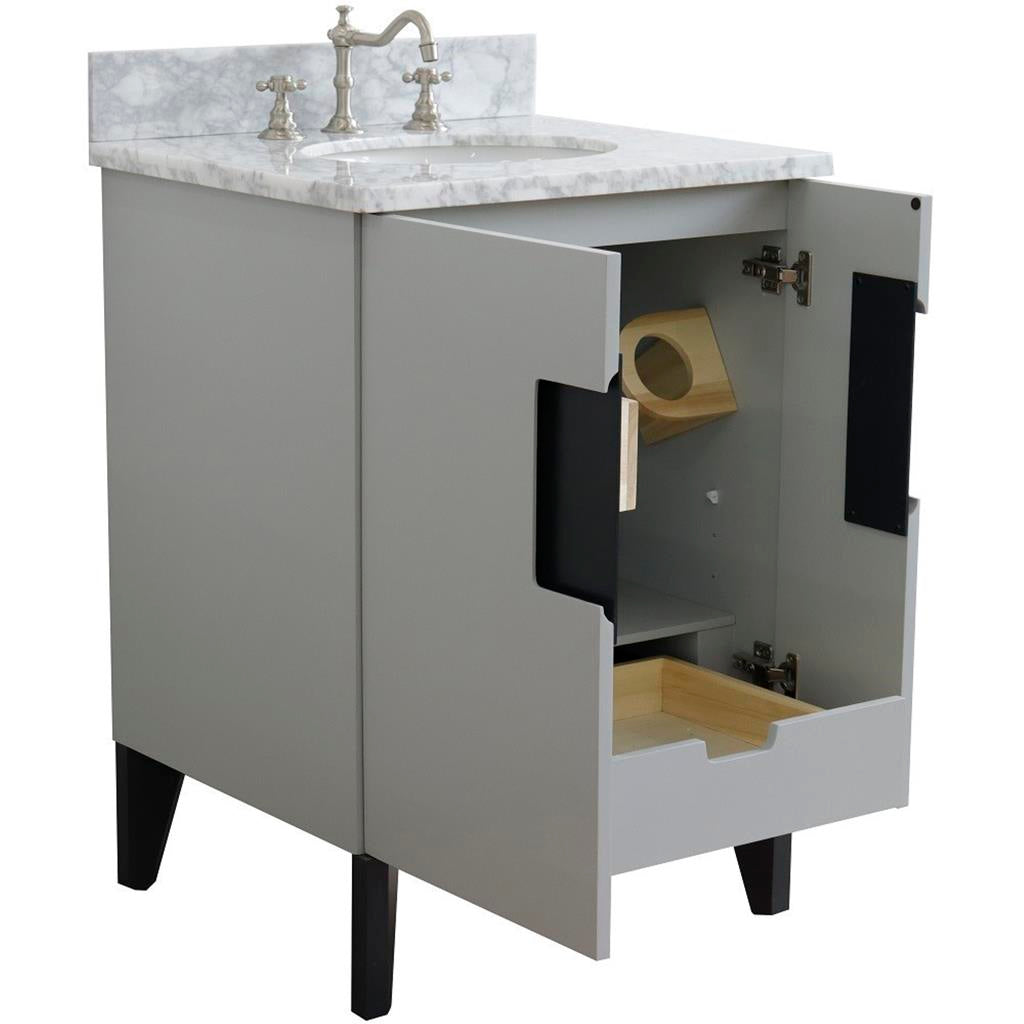Bellaterra Home Kolb 25" Single Sink Vanity, Light Gray, Oval Sink, Carrara White Marble Top#top-options_carrara-white-marble-top