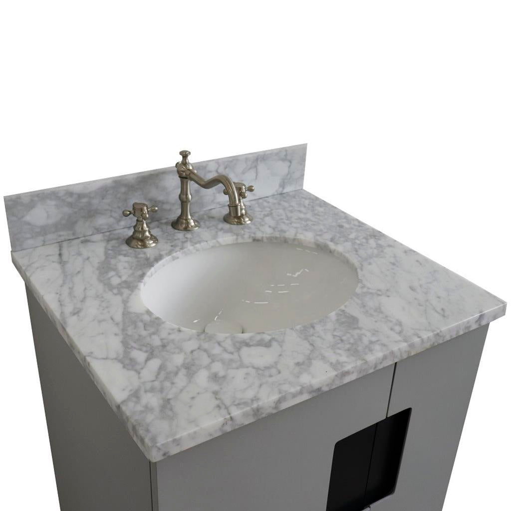 Bellaterra Home Kolb 25" Single Sink Vanity, Light Gray, Oval Sink, Carrara White Marble Top#top-options_carrara-white-marble-top