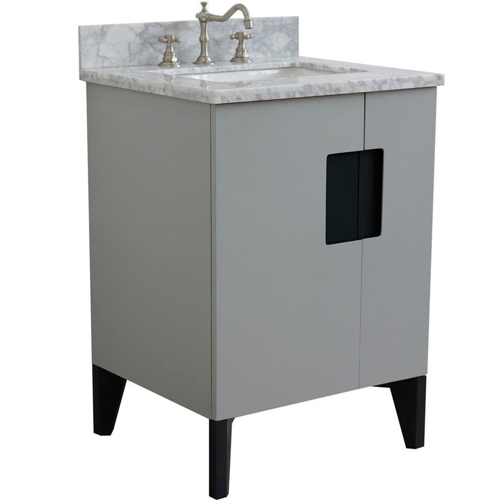 Bellaterra Home Kolb 25" Single Sink Vanity, Light Gray, Rectangle Sink, Carrara White Marble Top#top-options_carrara-white-marble-top