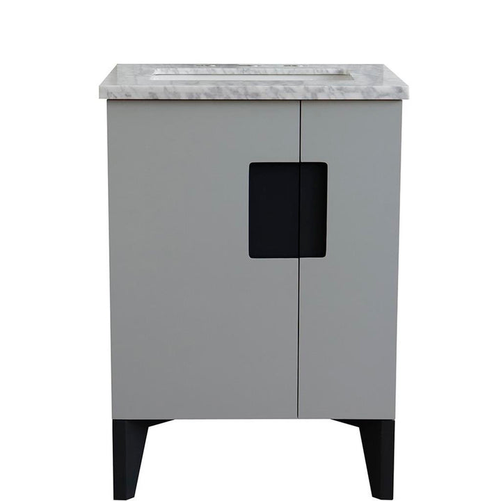 Bellaterra Home Kolb 25" Single Sink Vanity, Light Gray, Rectangle Sink, Carrara White Marble Top#top-options_carrara-white-marble-top