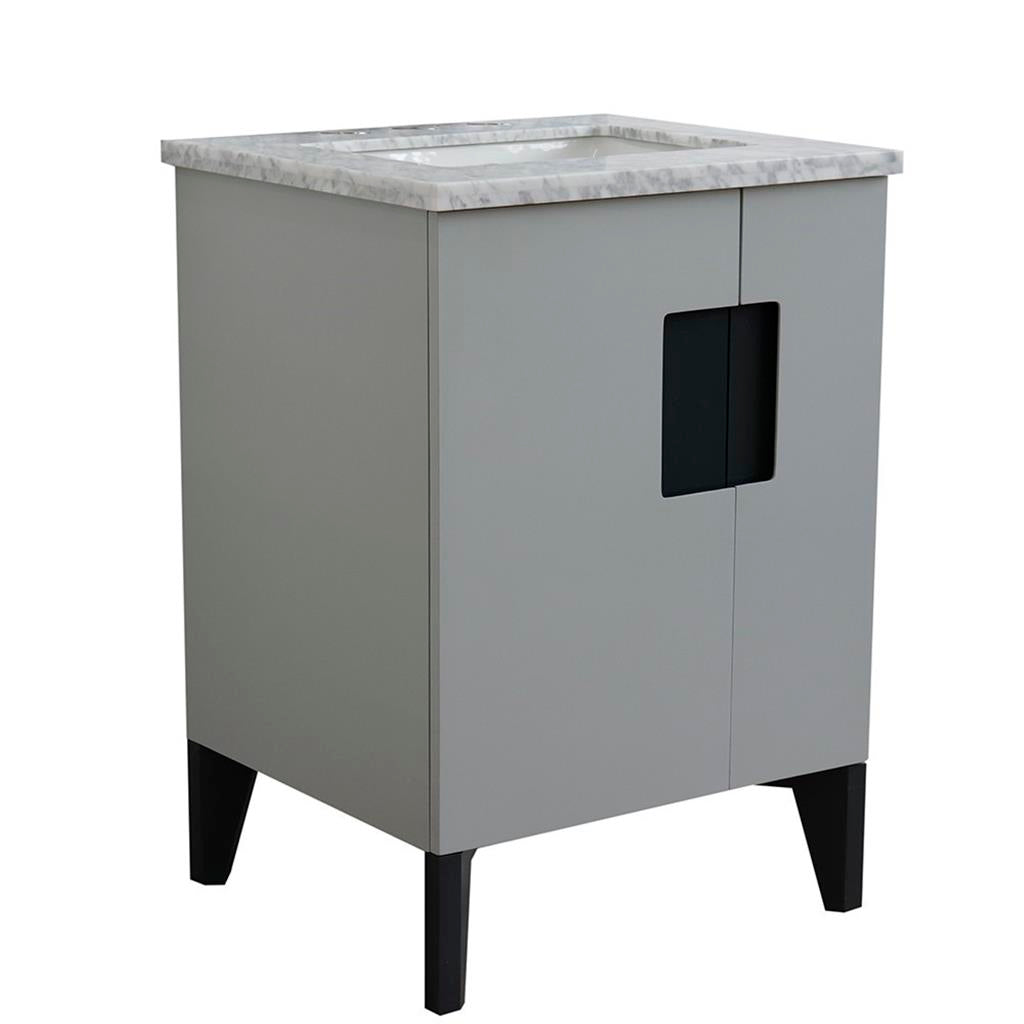 Bellaterra Home Kolb 25" Single Sink Vanity, Light Gray, Rectangle Sink, Carrara White Marble Top#top-options_carrara-white-marble-top