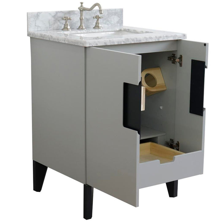 Bellaterra Home Kolb 25" Single Sink Vanity, Light Gray, Rectangle Sink, Carrara White Marble Top#top-options_carrara-white-marble-top