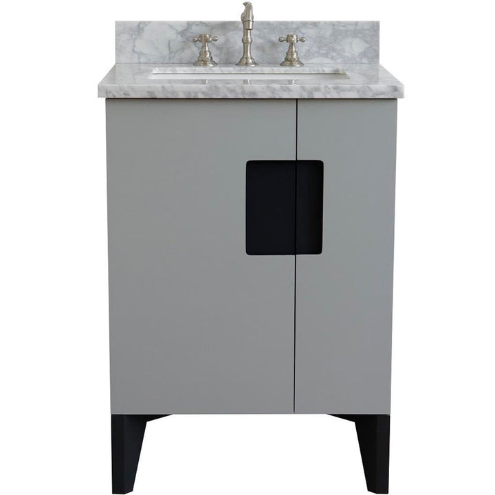 Bellaterra Home Kolb 25" Single Sink Vanity, Light Gray, Rectangle Sink, Carrara White Marble Top#top-options_carrara-white-marble-top