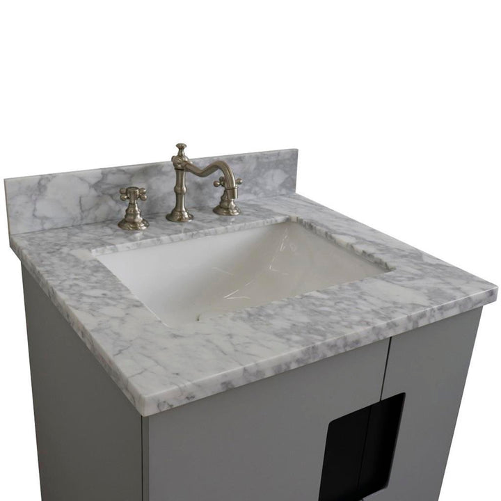 Bellaterra Home Kolb 25" Single Sink Vanity, Light Gray, Rectangle Sink, Carrara White Marble Top#top-options_carrara-white-marble-top