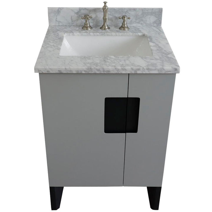 Bellaterra Home Kolb 25" Single Sink Vanity, Light Gray, Rectangle Sink, Carrara White Marble Top#top-options_carrara-white-marble-top