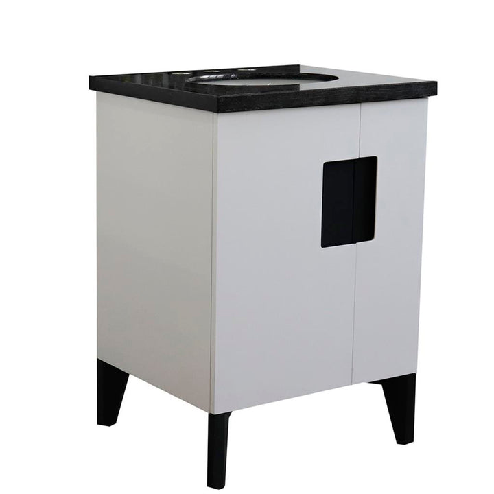 Bellaterra Home Kolb 25" Single Sink Vanity, White, Oval Sink, Black Galaxy Granite Top#top-options_black-galaxy-granite-top