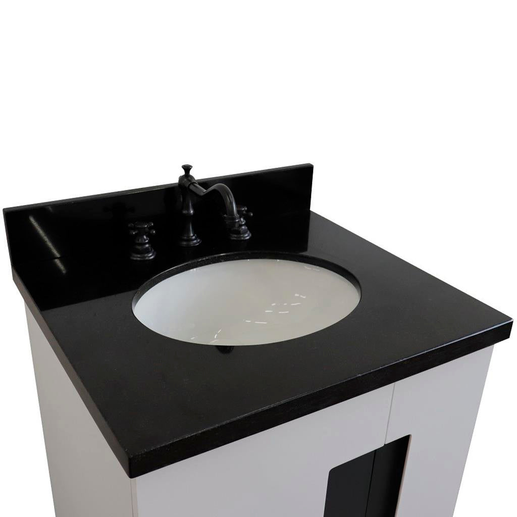 Bellaterra Home Kolb 25" Single Sink Vanity, White, Oval Sink, Black Galaxy Granite Top#top-options_black-galaxy-granite-top