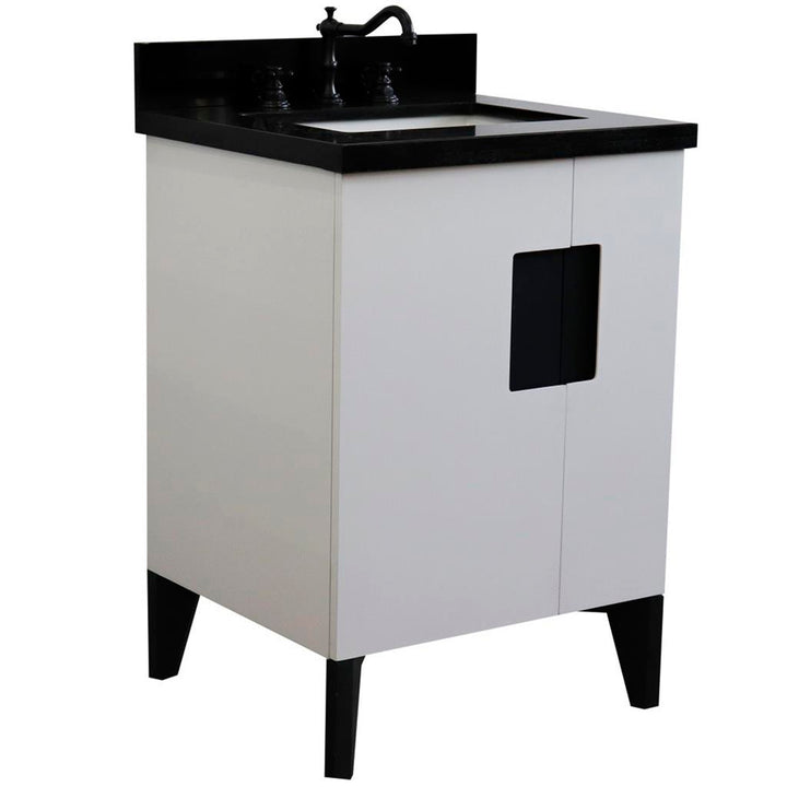 Bellaterra Home Kolb 25" Single Sink Vanity, White, Rectangle Sink, Black Galaxy Granite Top#top-options_black-galaxy-granite-top