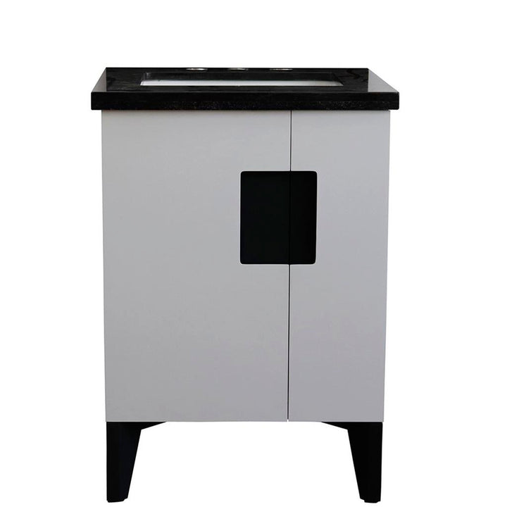 Bellaterra Home Kolb 25" Single Sink Vanity, White, Rectangle Sink, Black Galaxy Granite Top#top-options_black-galaxy-granite-top