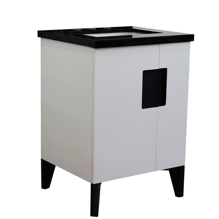 Bellaterra Home Kolb 25" Single Sink Vanity, White, Rectangle Sink, Black Galaxy Granite Top#top-options_black-galaxy-granite-top