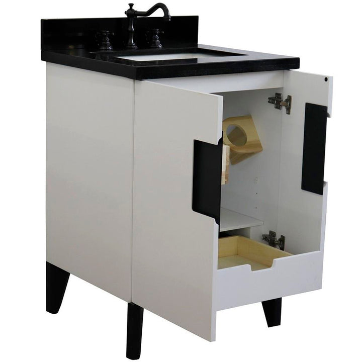 Bellaterra Home Kolb 25" Single Sink Vanity, White, Rectangle Sink, Black Galaxy Granite Top#top-options_black-galaxy-granite-top