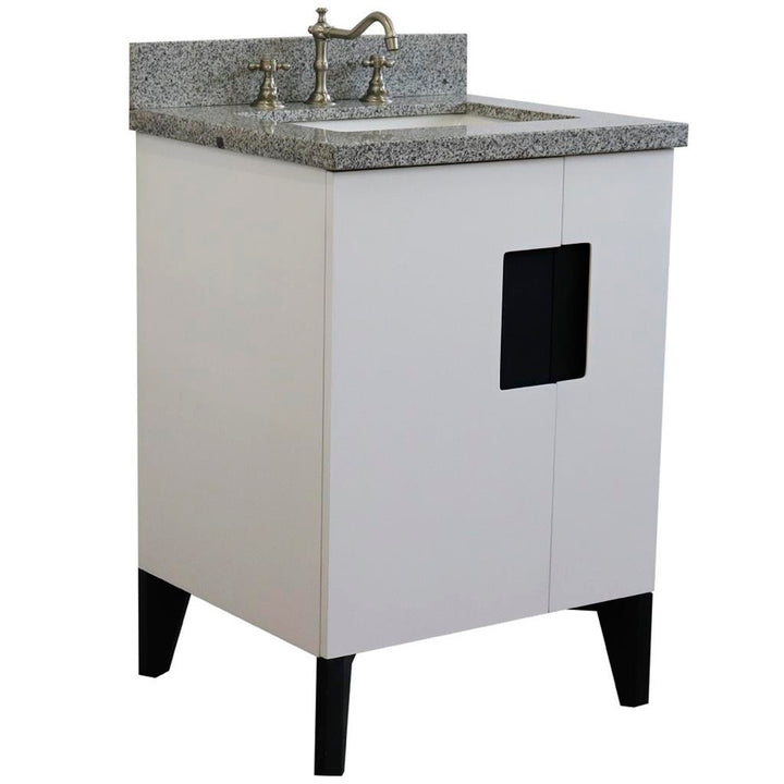 Bellaterra Home Kolb 25" Single Sink Vanity, White, Rectangle Sink, Gray Granite Top#top-options_gray-granite-top