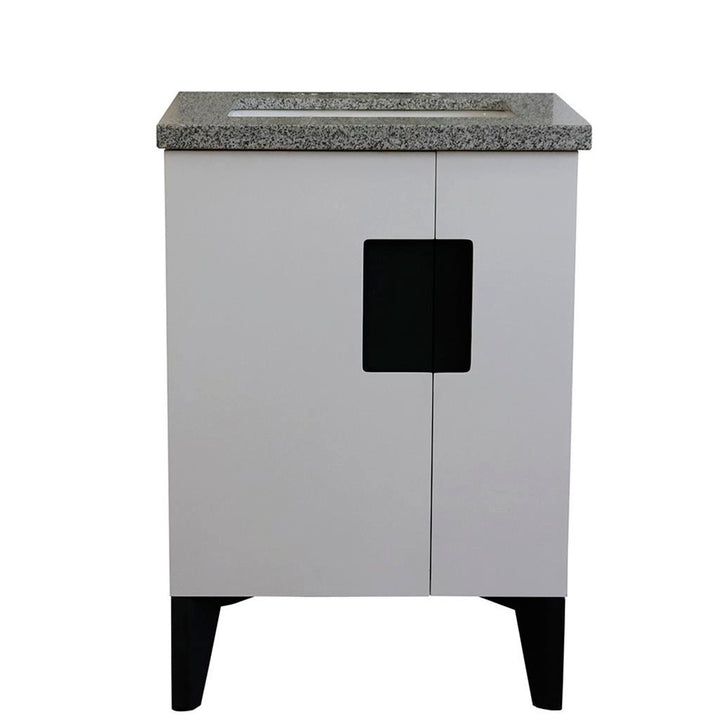 Bellaterra Home Kolb 25" Single Sink Vanity, White, Rectangle Sink, Gray Granite Top#top-options_gray-granite-top