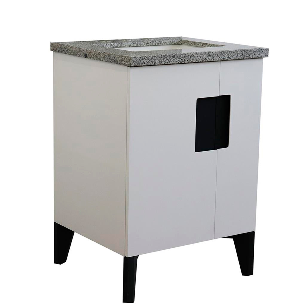 Bellaterra Home Kolb 25" Single Sink Vanity, White, Rectangle Sink, Gray Granite Top#top-options_gray-granite-top