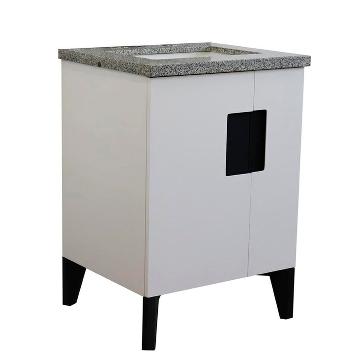 Bellaterra Home Kolb 25" Single Sink Vanity, White, Rectangle Sink, Gray Granite Top#top-options_gray-granite-top