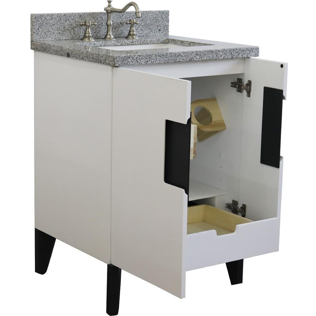 Bellaterra Home Kolb 25" Single Sink Vanity, White, Rectangle Sink, Gray Granite Top#top-options_gray-granite-top