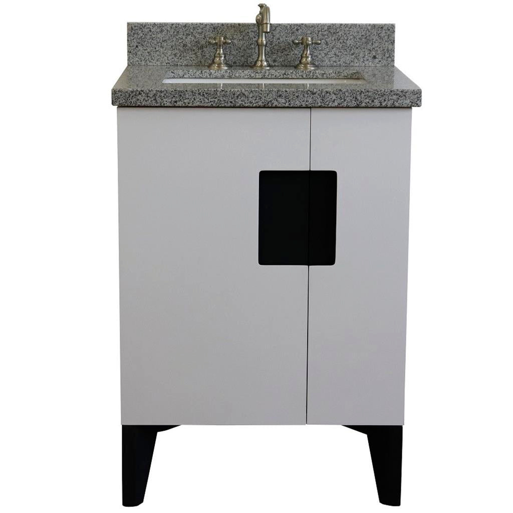 Bellaterra Home Kolb 25" Single Sink Vanity, White, Rectangle Sink, Gray Granite Top#top-options_gray-granite-top