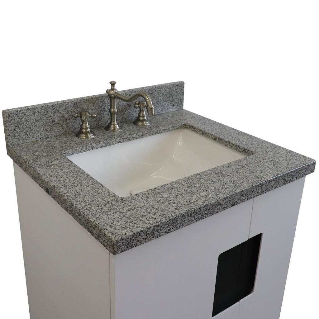 Bellaterra Home Kolb 25" Single Sink Vanity, White, Rectangle Sink, Gray Granite Top#top-options_gray-granite-top