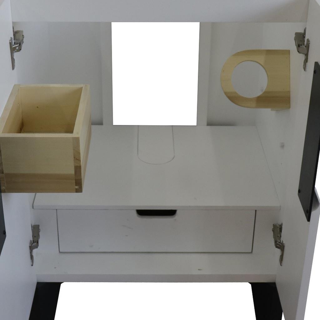 Bellaterra Home Kolb 25" Single Sink Vanity, White, Rectangle Sink, Gray Granite Top#top-options_gray-granite-top
