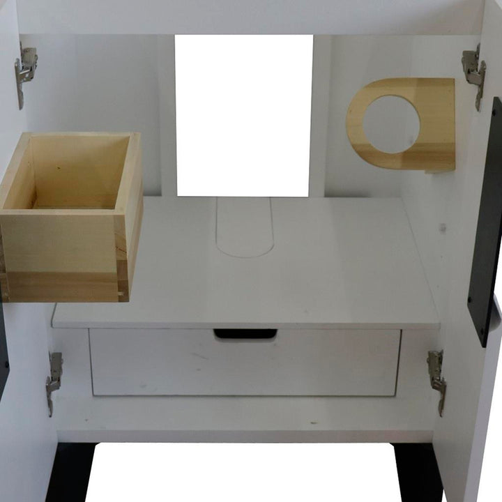 Bellaterra Home Kolb 25" Single Sink Vanity, White, Rectangle Sink, Gray Granite Top#top-options_gray-granite-top