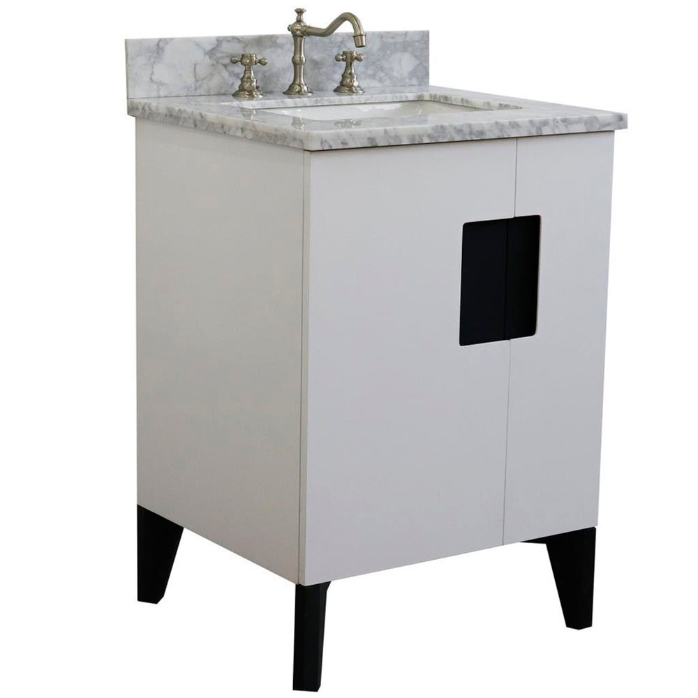 Bellaterra Home Kolb 25" Single Sink Vanity, White, Rectangle Sink, Carrara White Marble Top#top-options_carrara-white-marble-top