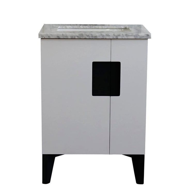 Bellaterra Home Kolb 25" Single Sink Vanity, White, Rectangle Sink, Carrara White Marble Top#top-options_carrara-white-marble-top