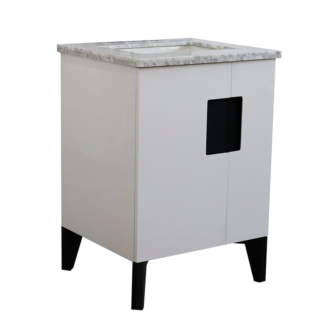 Bellaterra Home Kolb 25" Single Sink Vanity, White, Rectangle Sink, Carrara White Marble Top#top-options_carrara-white-marble-top